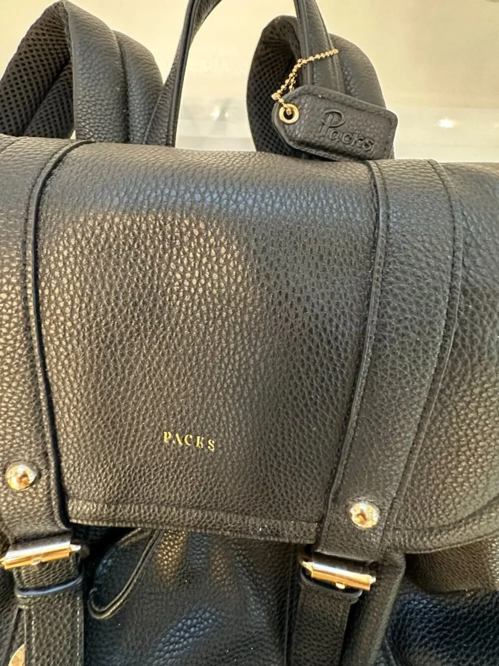 Packs Travel Black and Gold Vegan Leather Camden Backpack (Originally $140)